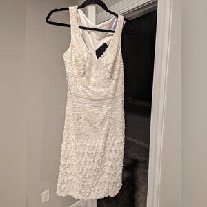 Sue Wong silky & beaded white summer dress for wedding/graduation/etc. NWT